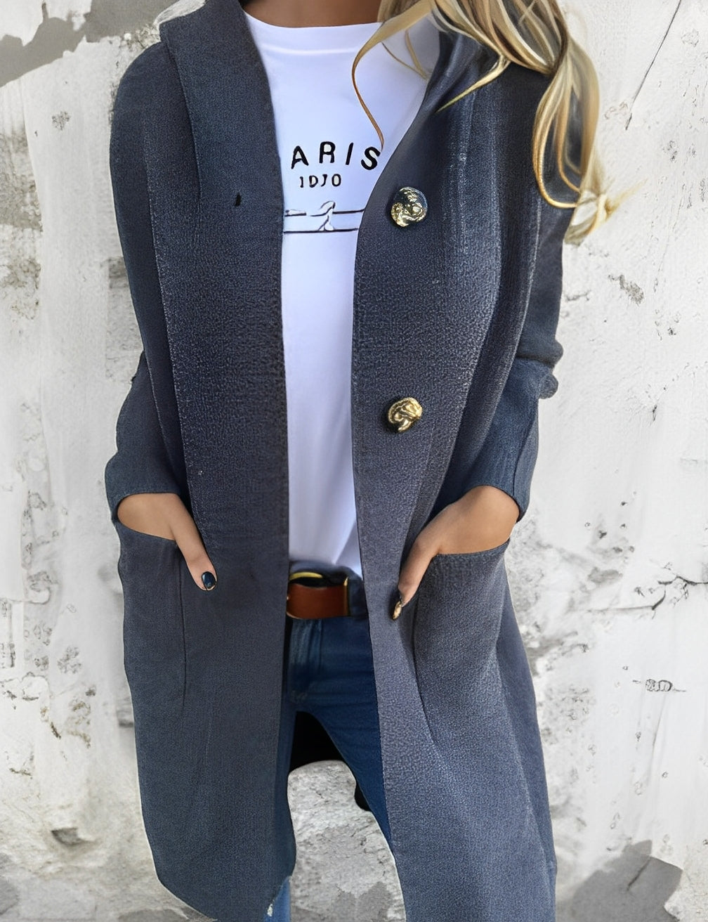 ModeGeist | Lässiger langer Cardigan mit Kapuze für Damen