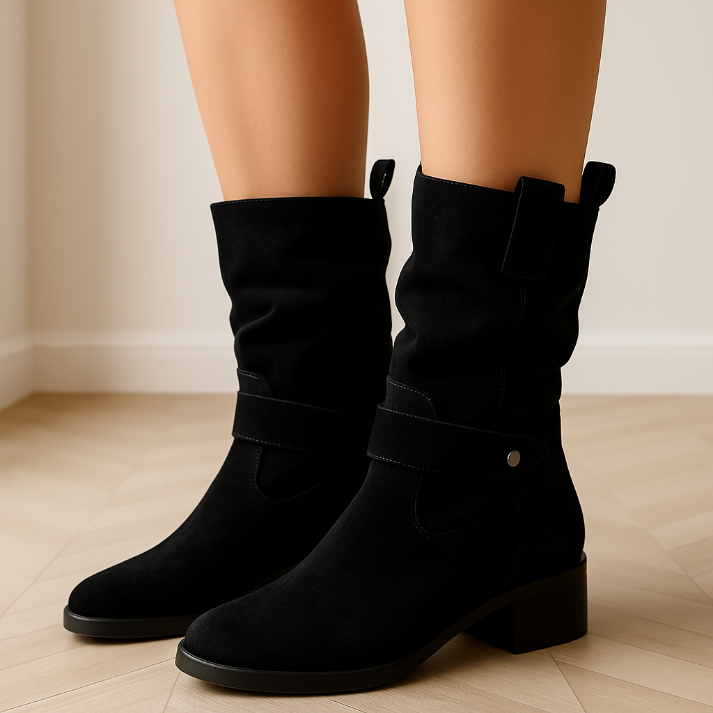 ModeGeist | Bequeme Damen Cowboy Stiefeletten mit Niedrigem Absatz