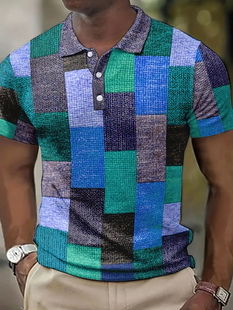 Gunter Herren Polohemd im Patchwork- und Karodesign