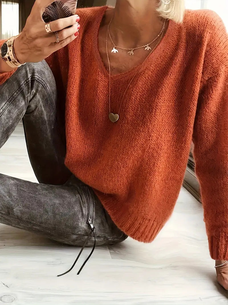 ModeGeist | V-Ausschnitt Pullover mit Feiner Struktur