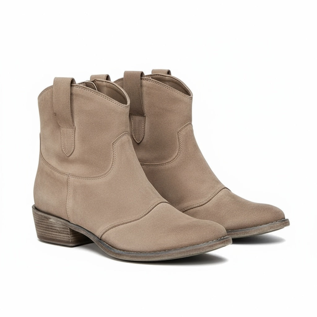 MODEGEIST Damen Cowboy Ankle Boots Western-Stil Braun Vintage