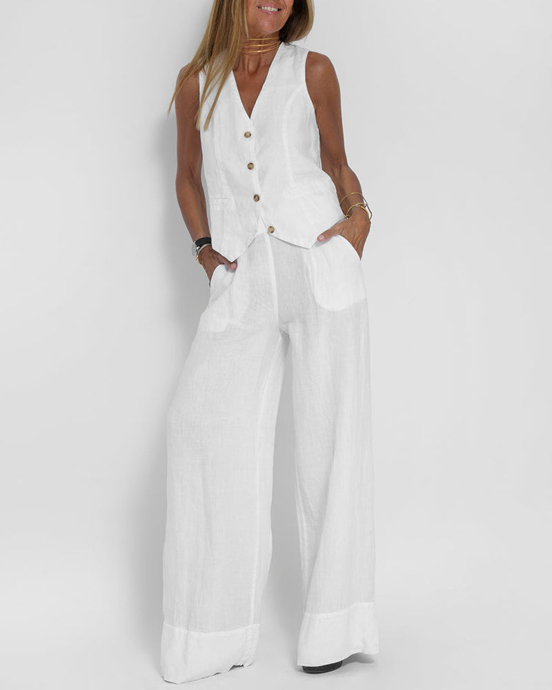 Stylisches Set: ärmellose Weste & weitbeinige Hose - Imee