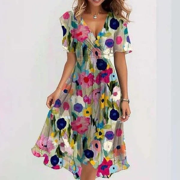 MODEGEIST Damen Sommerkleid ärmellos mit fließendem Rock luftig leicht