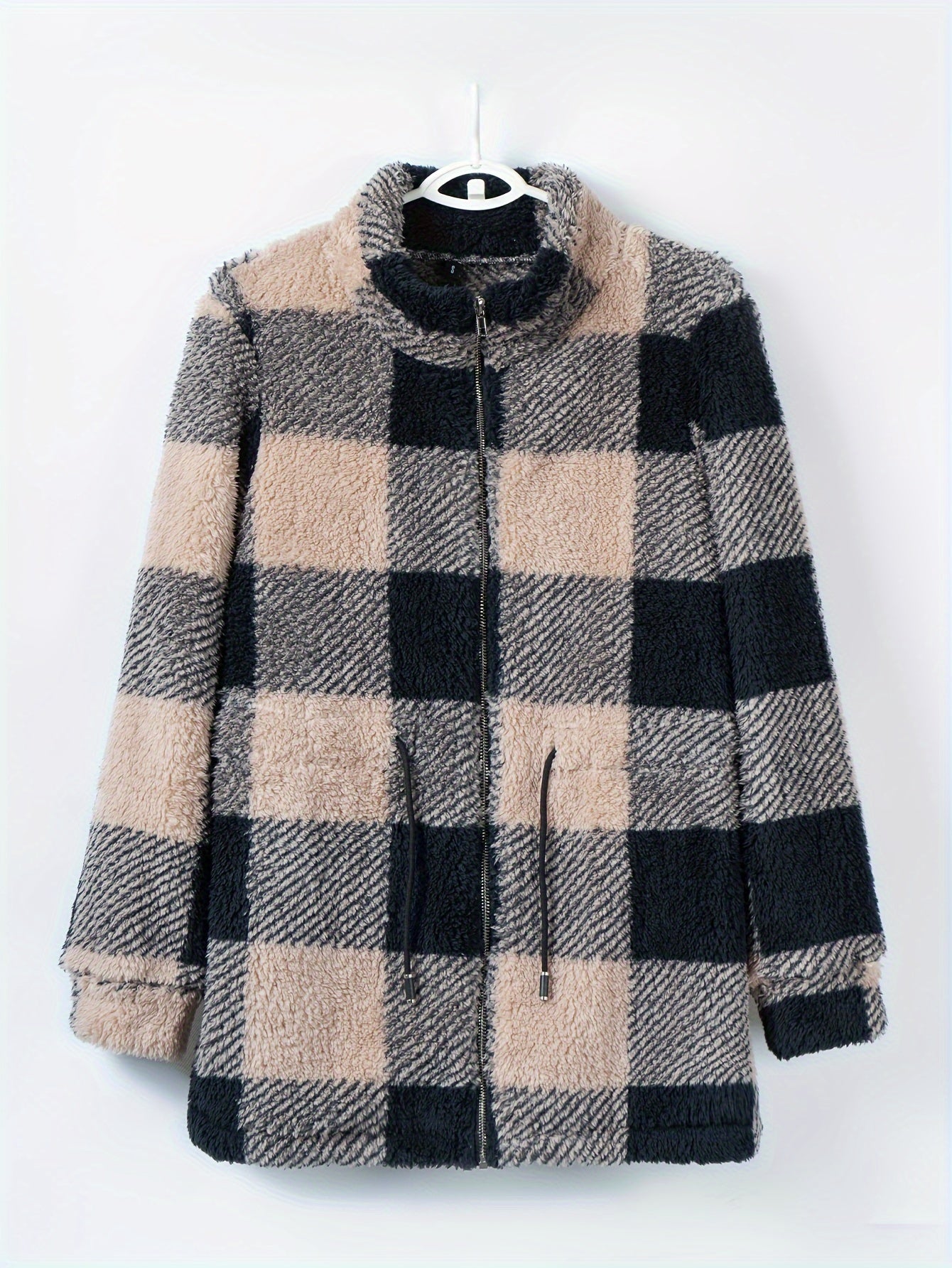 ModeGeist | Karierte Jacke Aus Weichem Material Polyester Bequem und Stilvoll