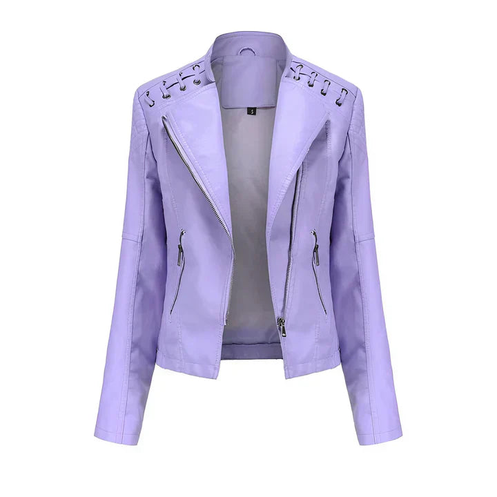 ModeGeist | Pudriges Lederjacke mit Reißverschluss