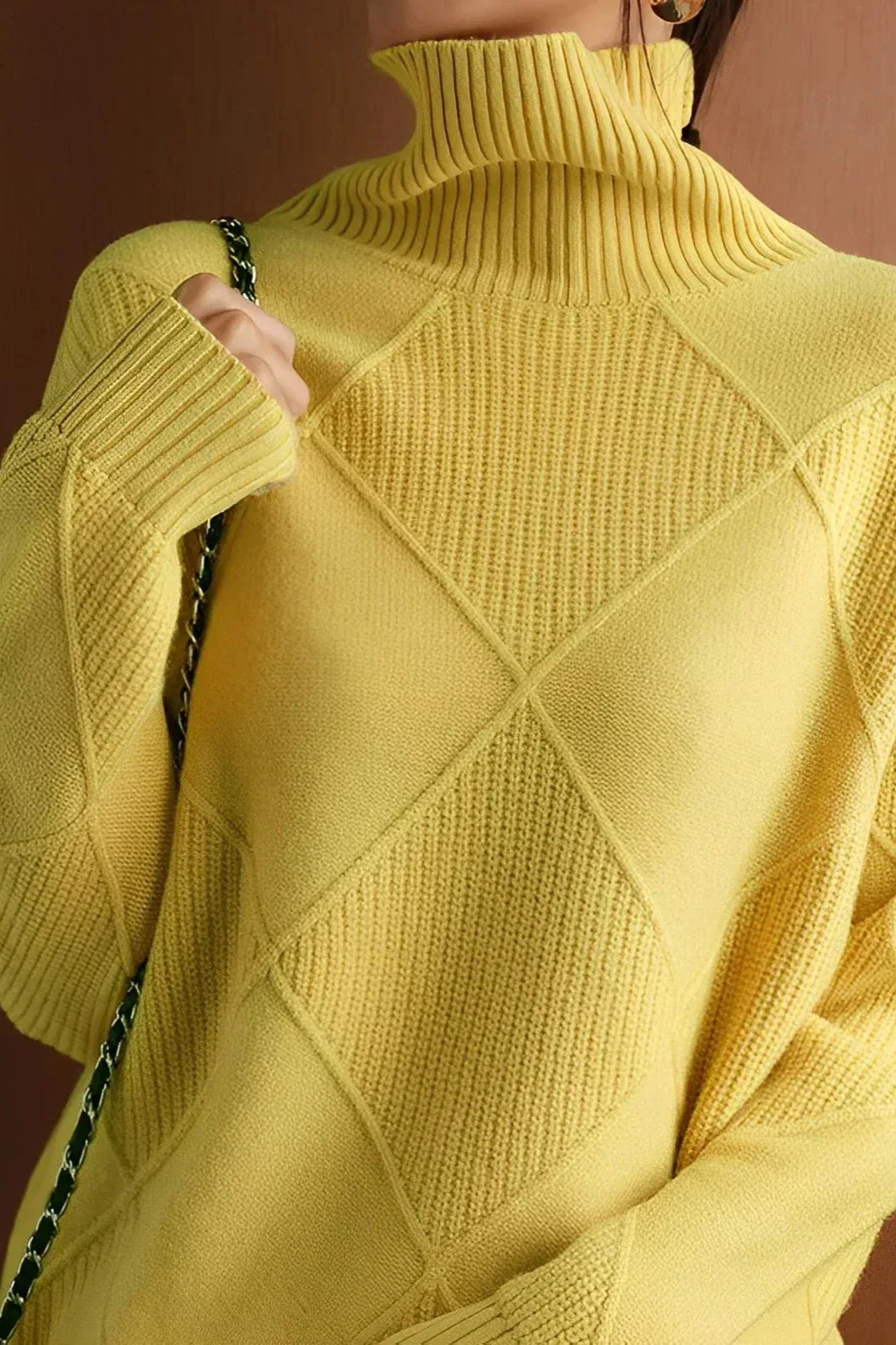 ModeGeist | Pullover - Damen Diamant Strick Rollkragenpullover