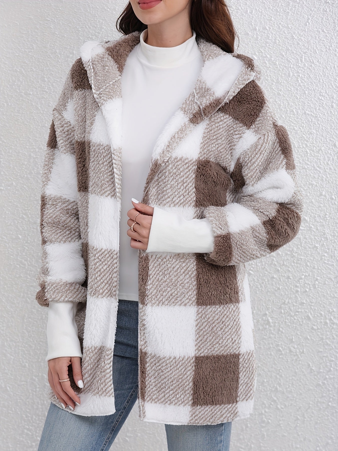 ModeGeist | Kapuzen Offene Lange Ärmel Gemütliche Jacke für Frauen