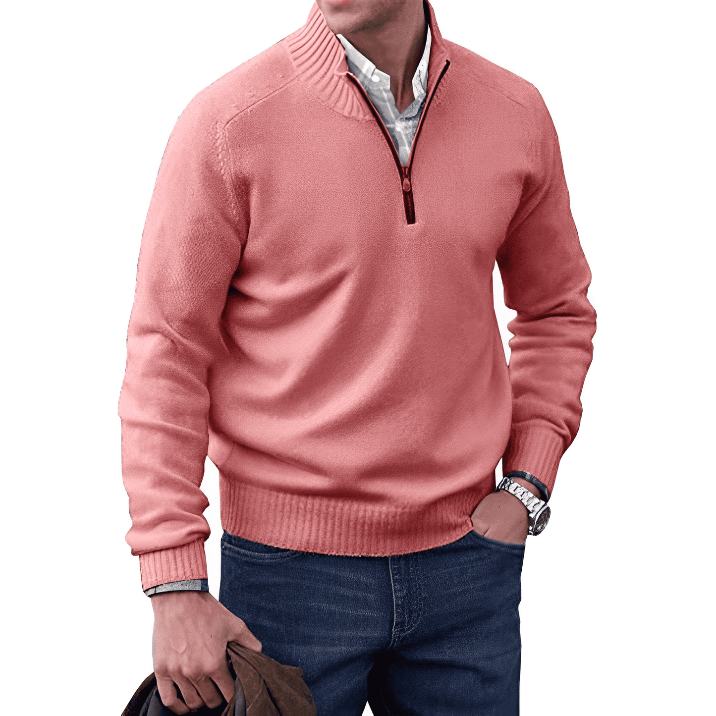 ModeGeist | Klassischer Halb-zip Pullover für Männer Baumwolle Komfortabel und Warm