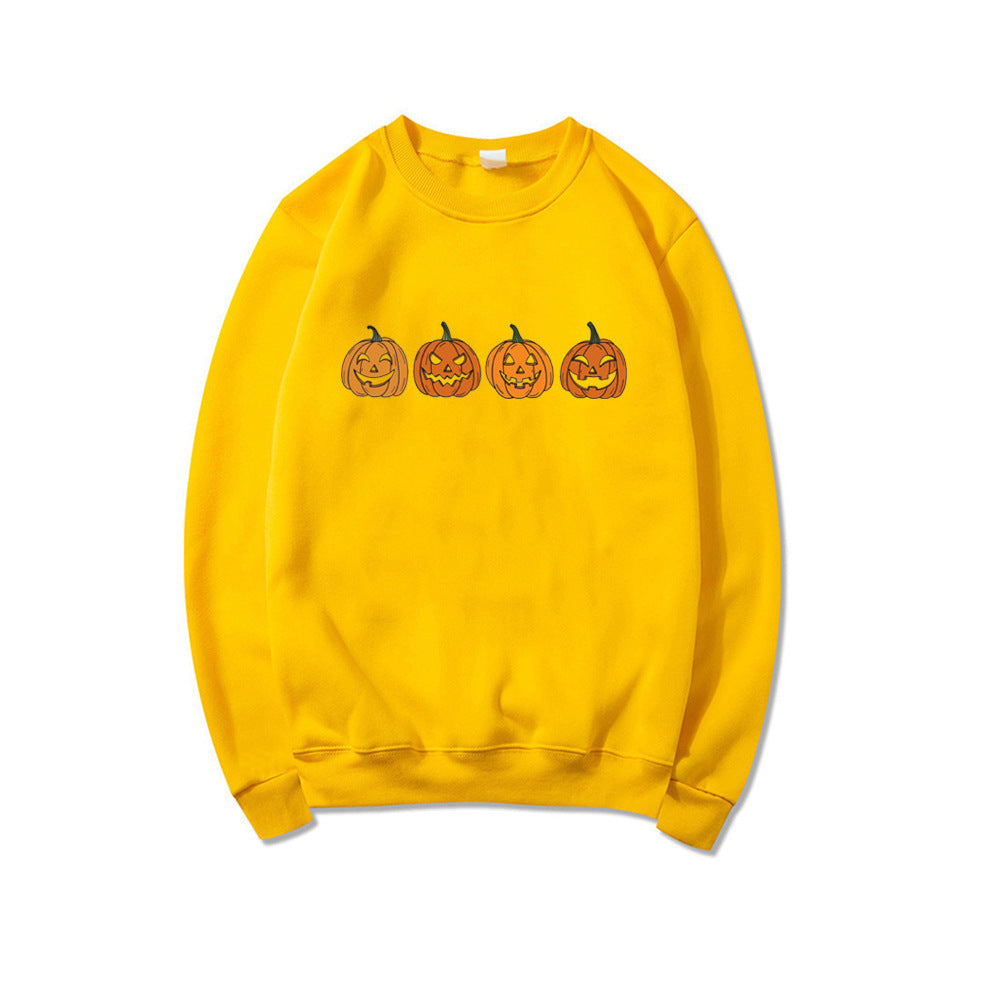 Fudus Damen Halloween Pullover mit Rundhals und Kürbisdesign