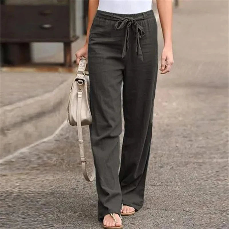 ALENA Hose: Gerader Schnitt, Gummibund, Schleife