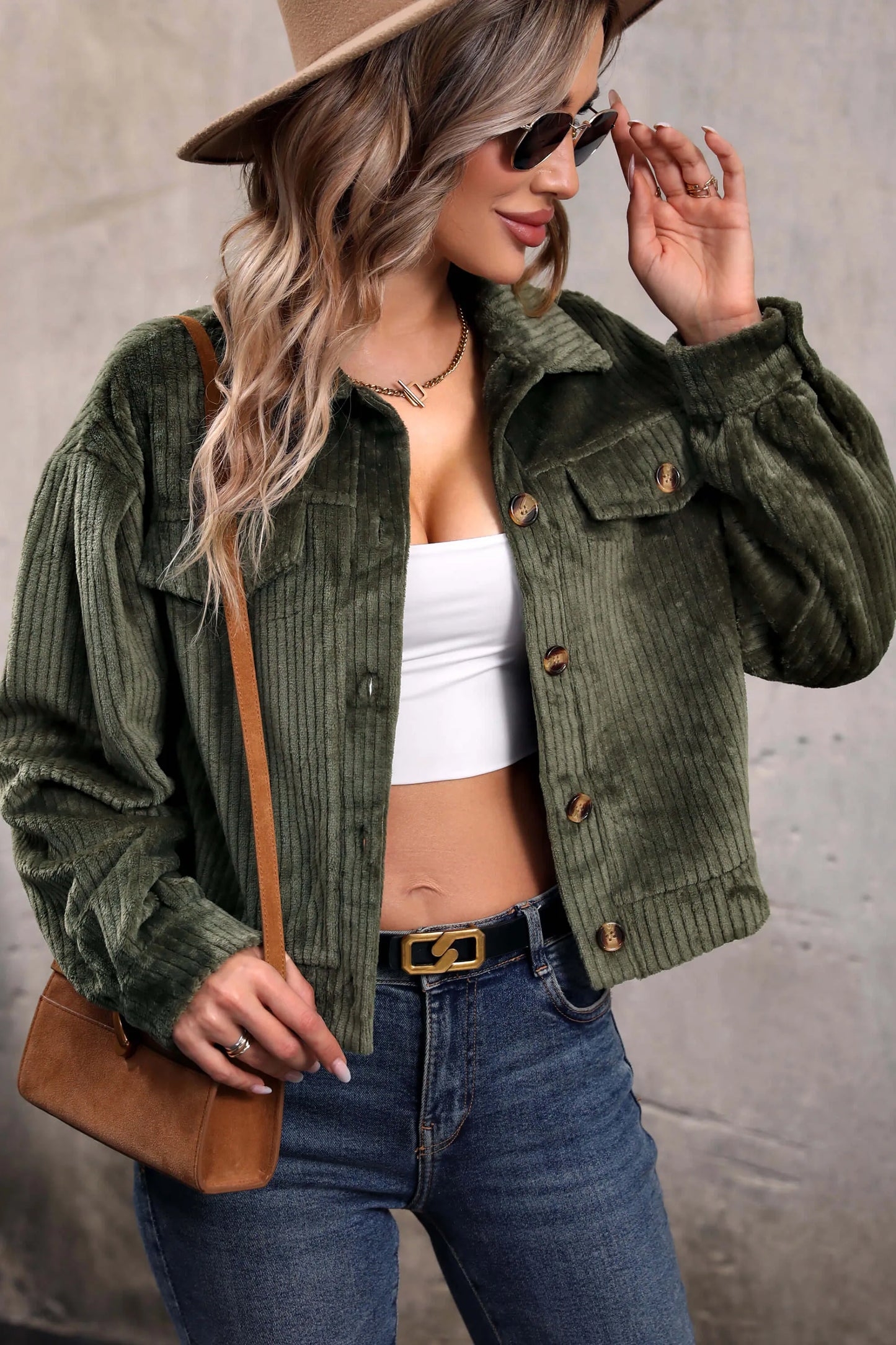 ModeGeist | Kurze Cordhemdjacke Cord Weich und Trendy