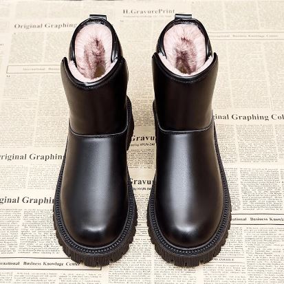 ModeGeist | Leder Dicksohlige Baumwollstiefel