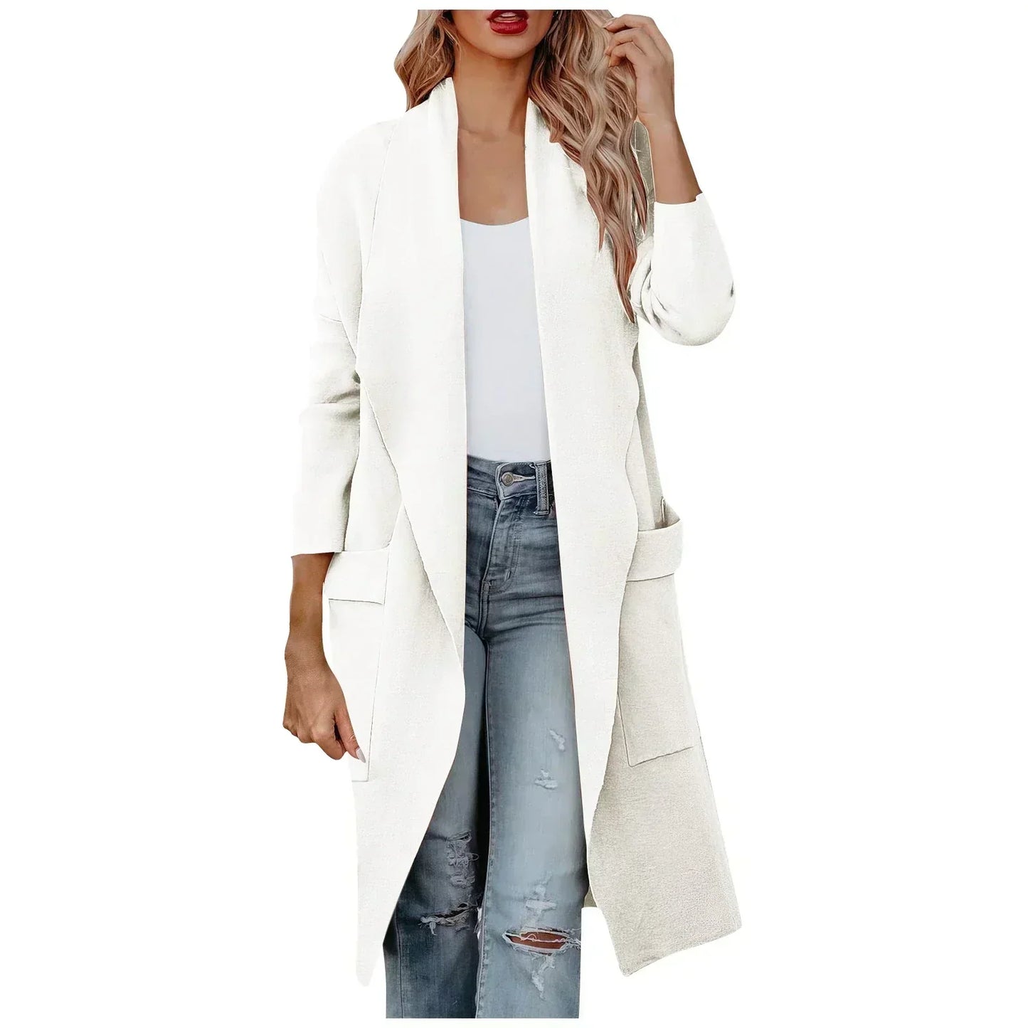 ModeGeist | Schicke Damenjacke mit Langer Passform und Gürtel