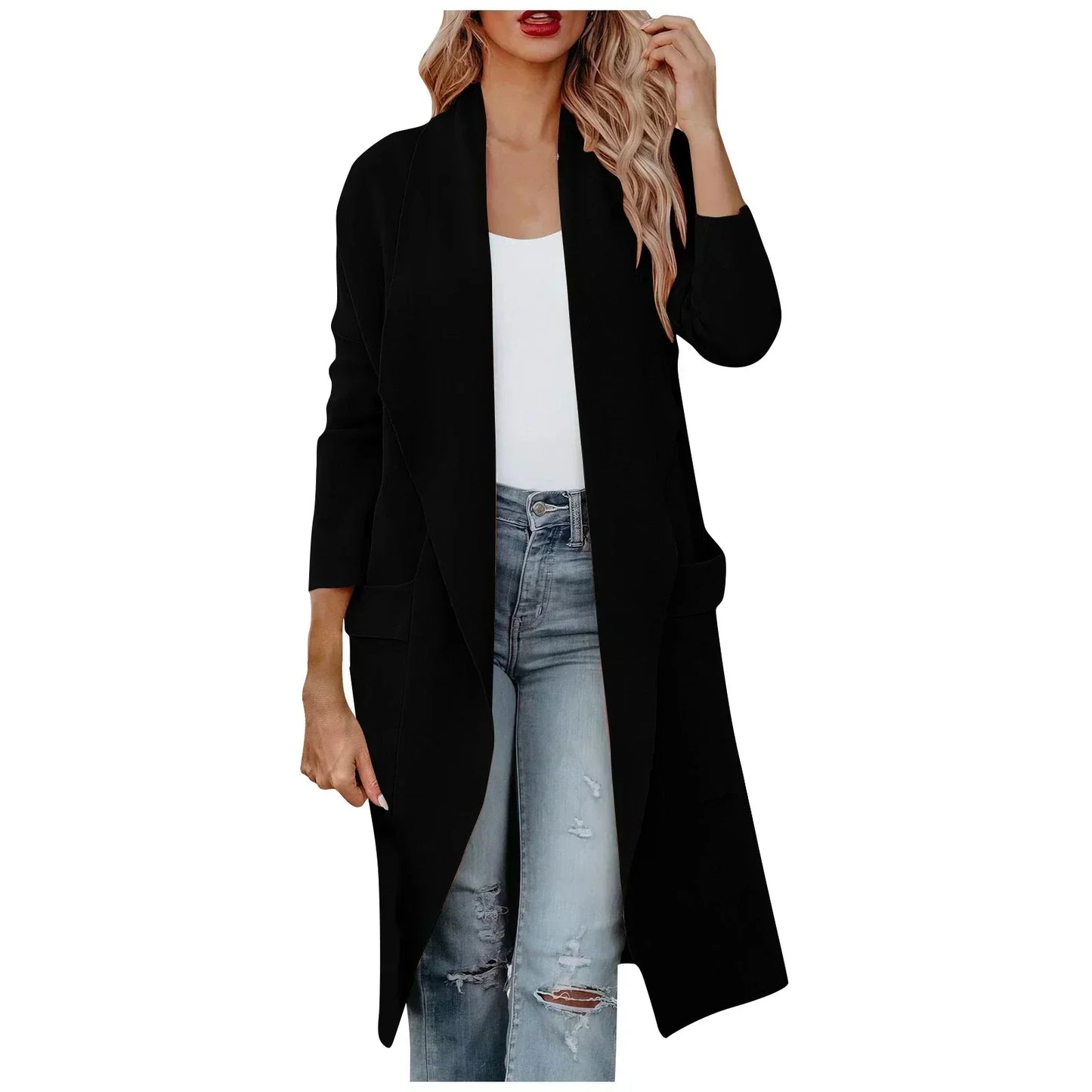 ModeGeist | Schicke Damenjacke mit Langer Passform und Gürtel