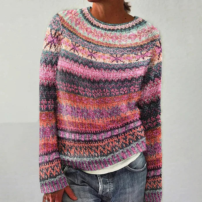 ModeGeist | Pullover - Frauen Bunter Fair Isle Strickpullover