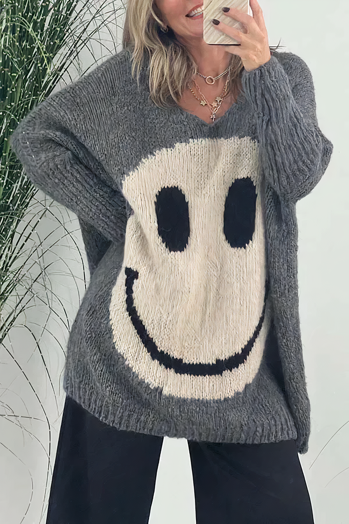 ModeGeist | Sweater - Oversized Smiley Strickpullover