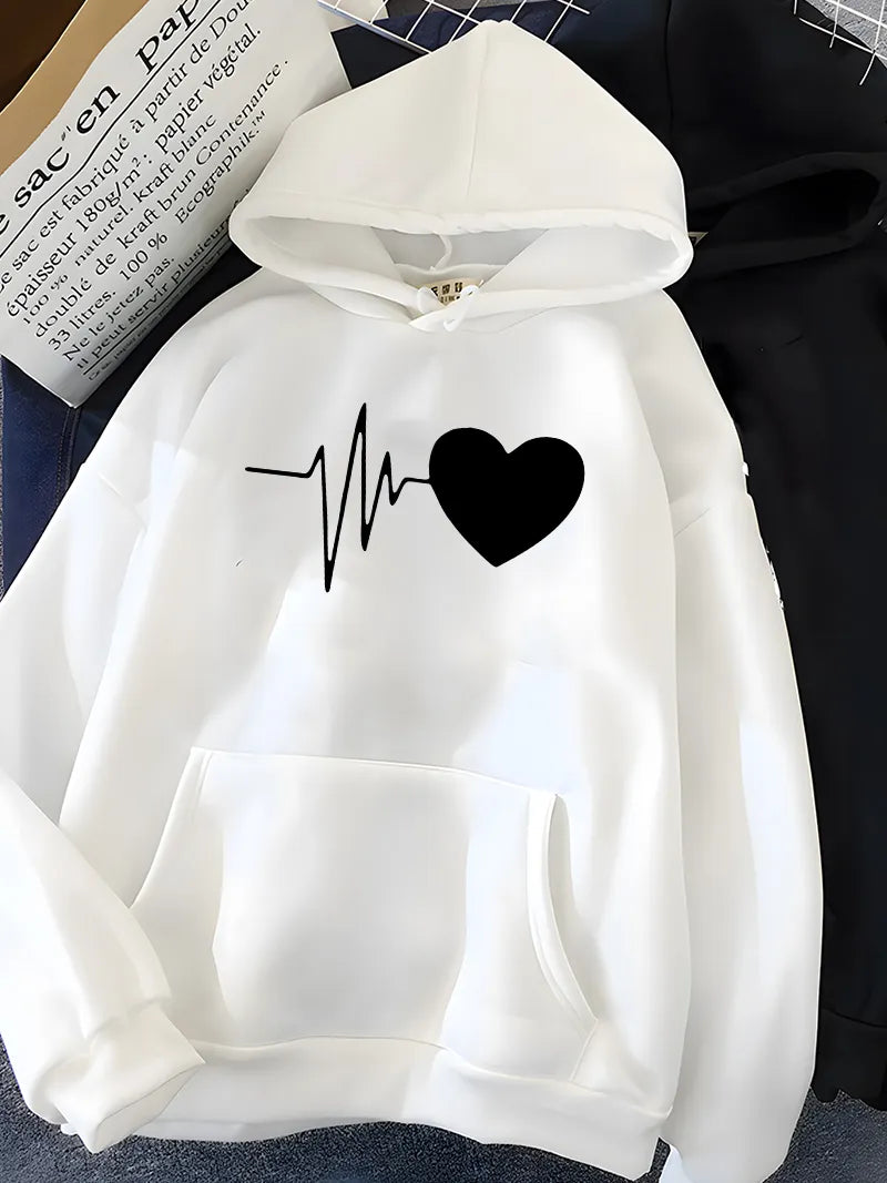 Frauen Kapuzenpullover mit Herzaufdruck von Fudus