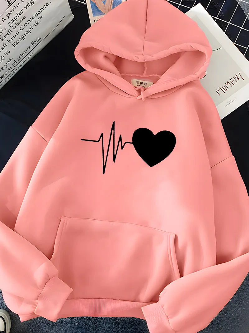 Frauen Kapuzenpullover mit Herzaufdruck von Fudus