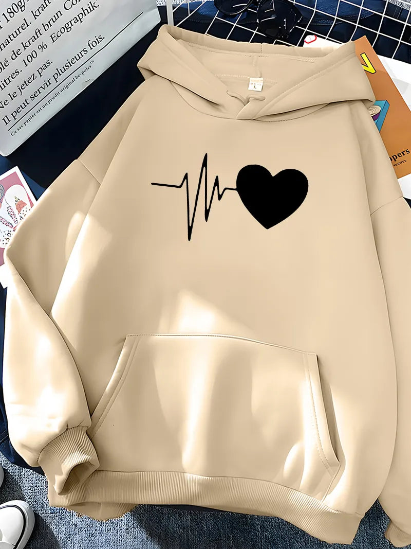 Frauen Kapuzenpullover mit Herzaufdruck von Fudus