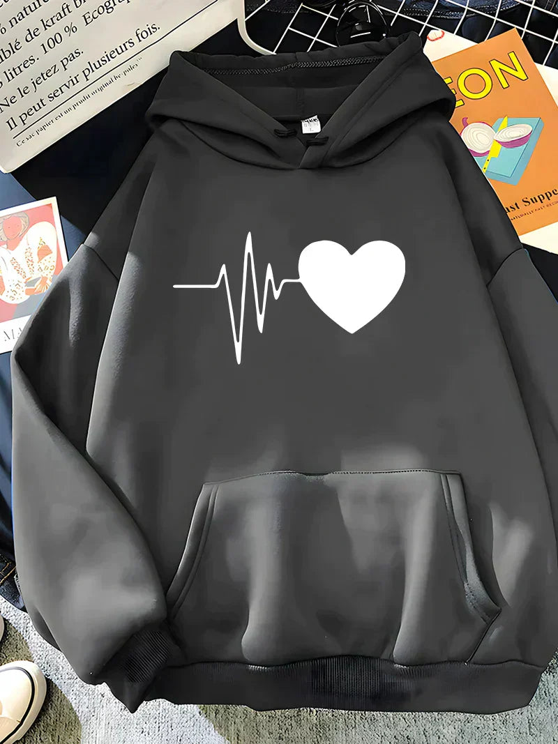 Frauen Kapuzenpullover mit Herzaufdruck von Fudus