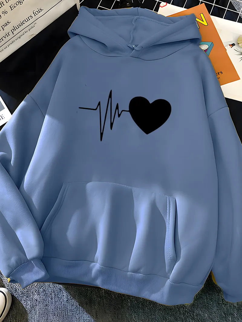 Frauen Kapuzenpullover mit Herzaufdruck von Fudus
