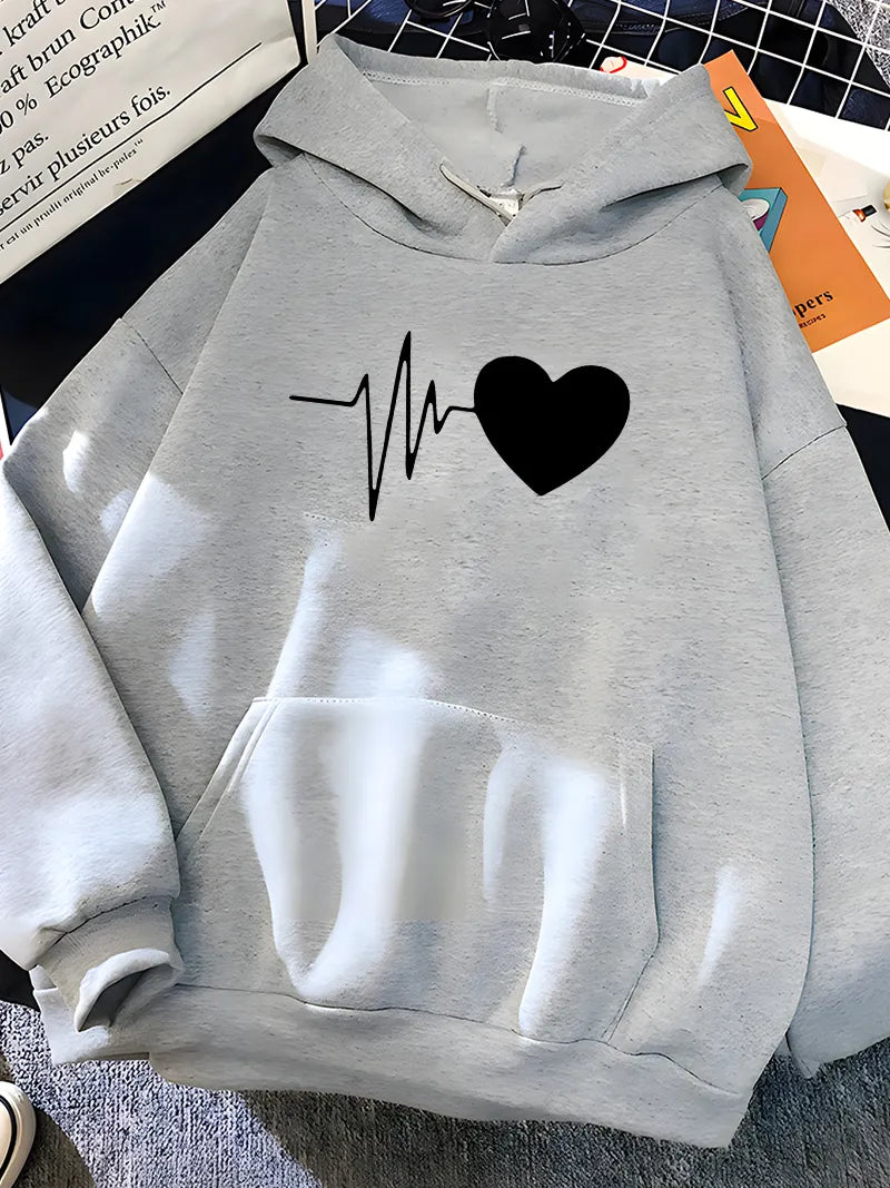Frauen Kapuzenpullover mit Herzaufdruck von Fudus