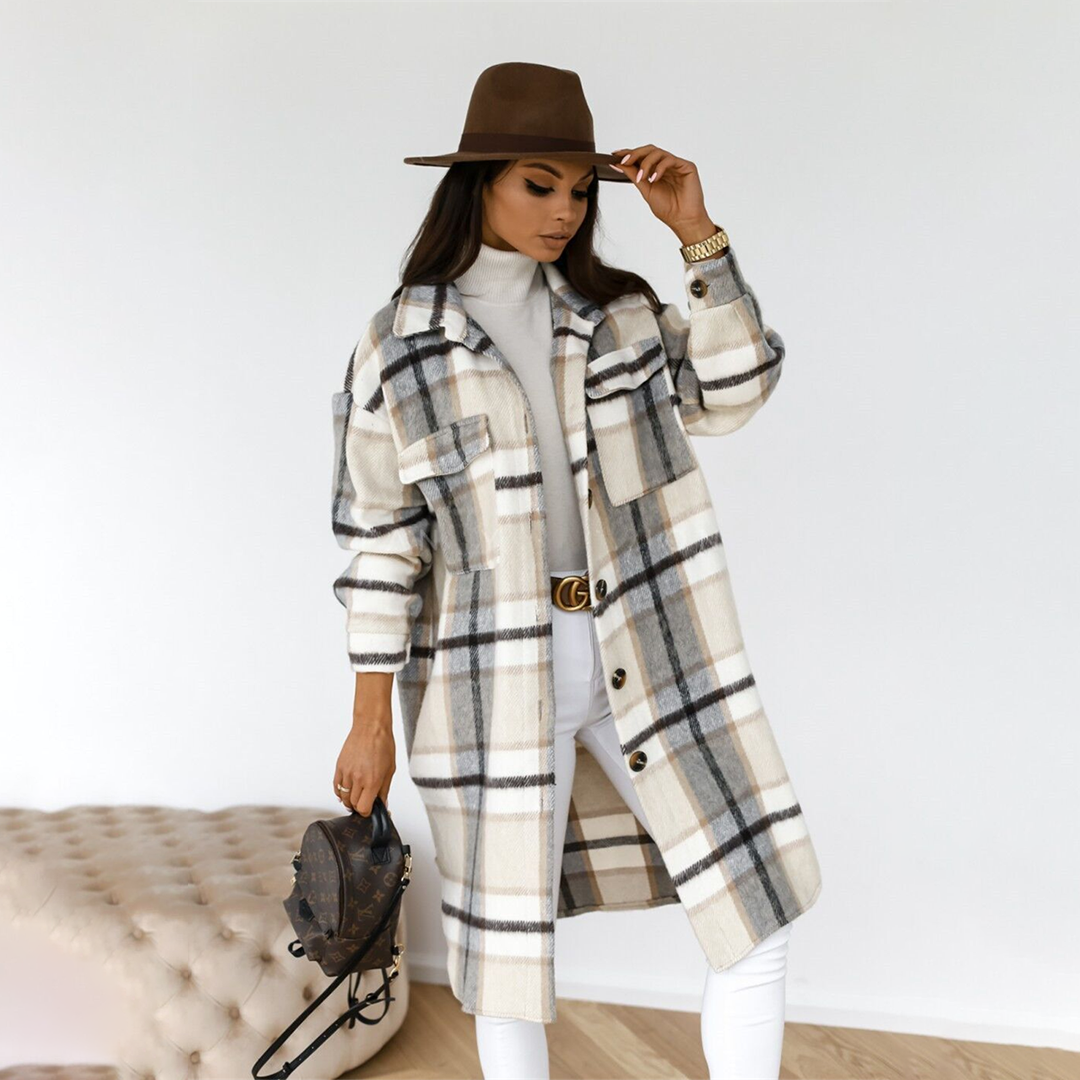 ModeGeist | Lange Karomuster für Frauen Ideal für Herbst und Winter