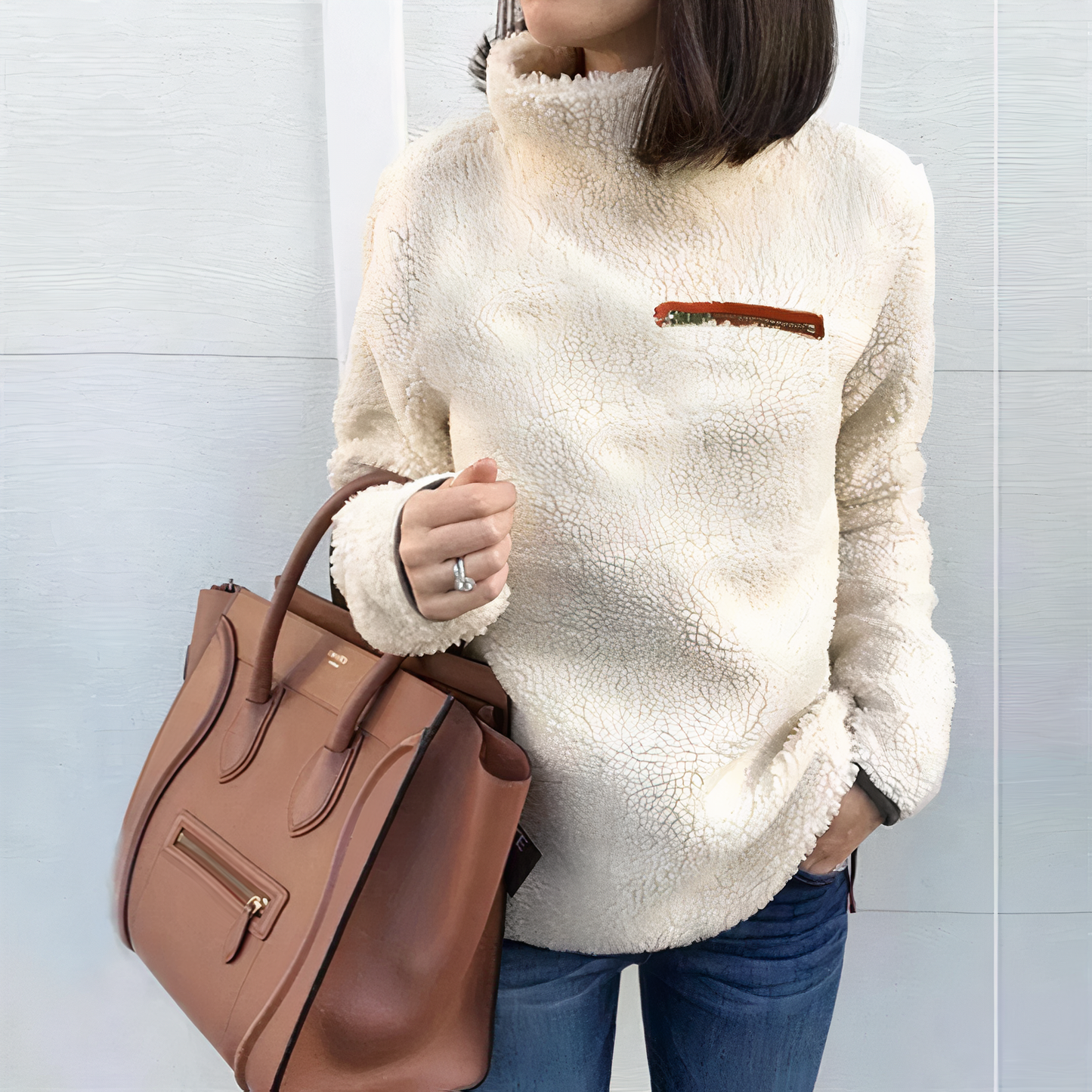 ModeGeist | Woll-Rollkragenpullover mit Druck