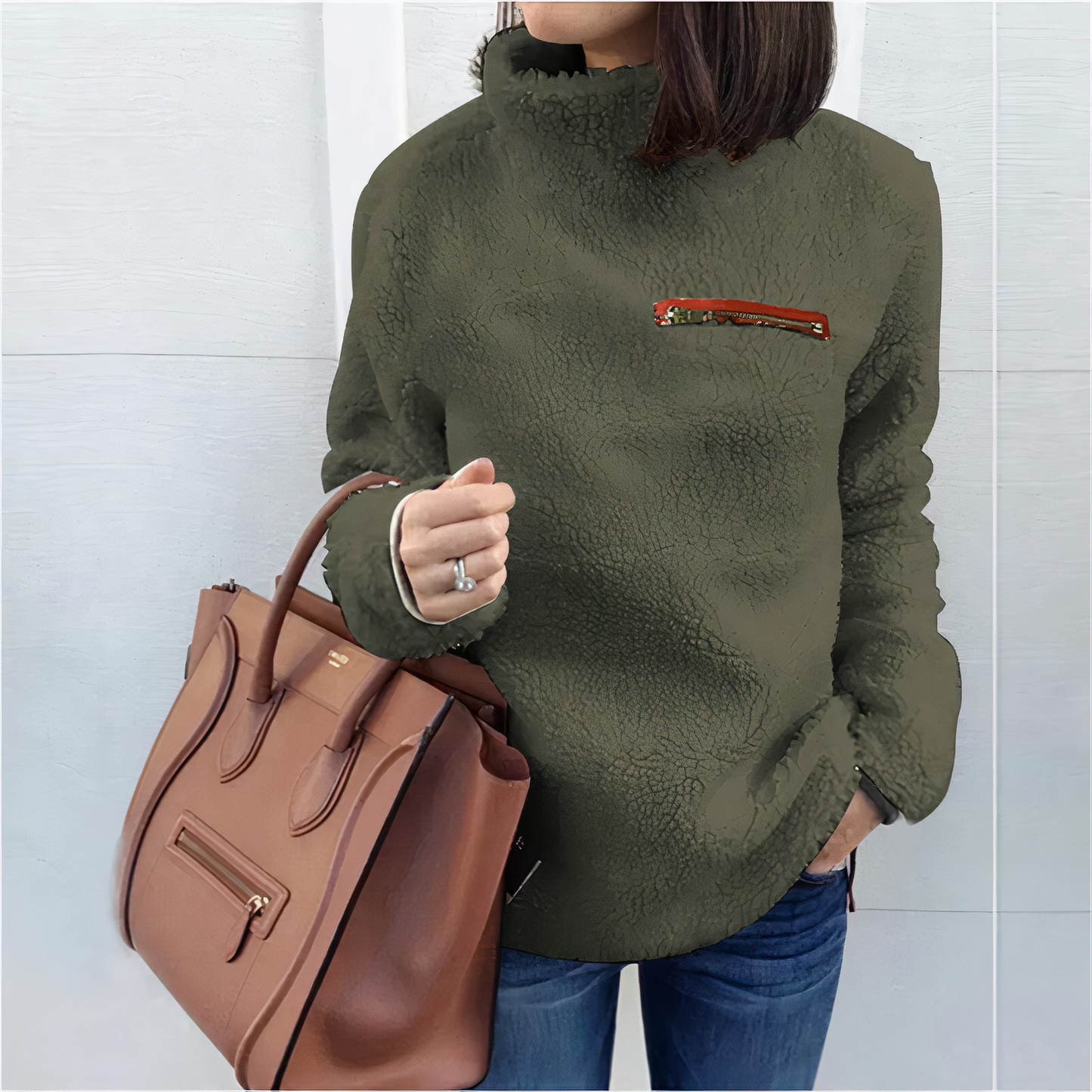 ModeGeist | Woll-Rollkragenpullover mit Druck
