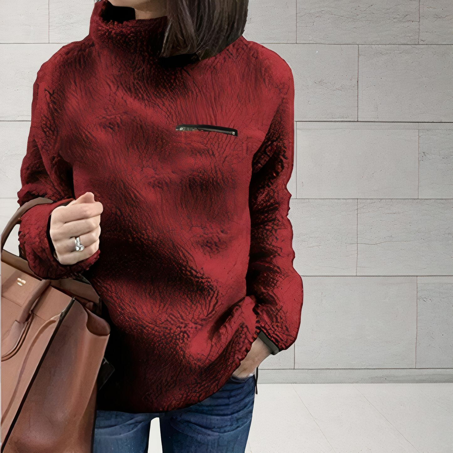 ModeGeist | Woll-Rollkragenpullover mit Druck