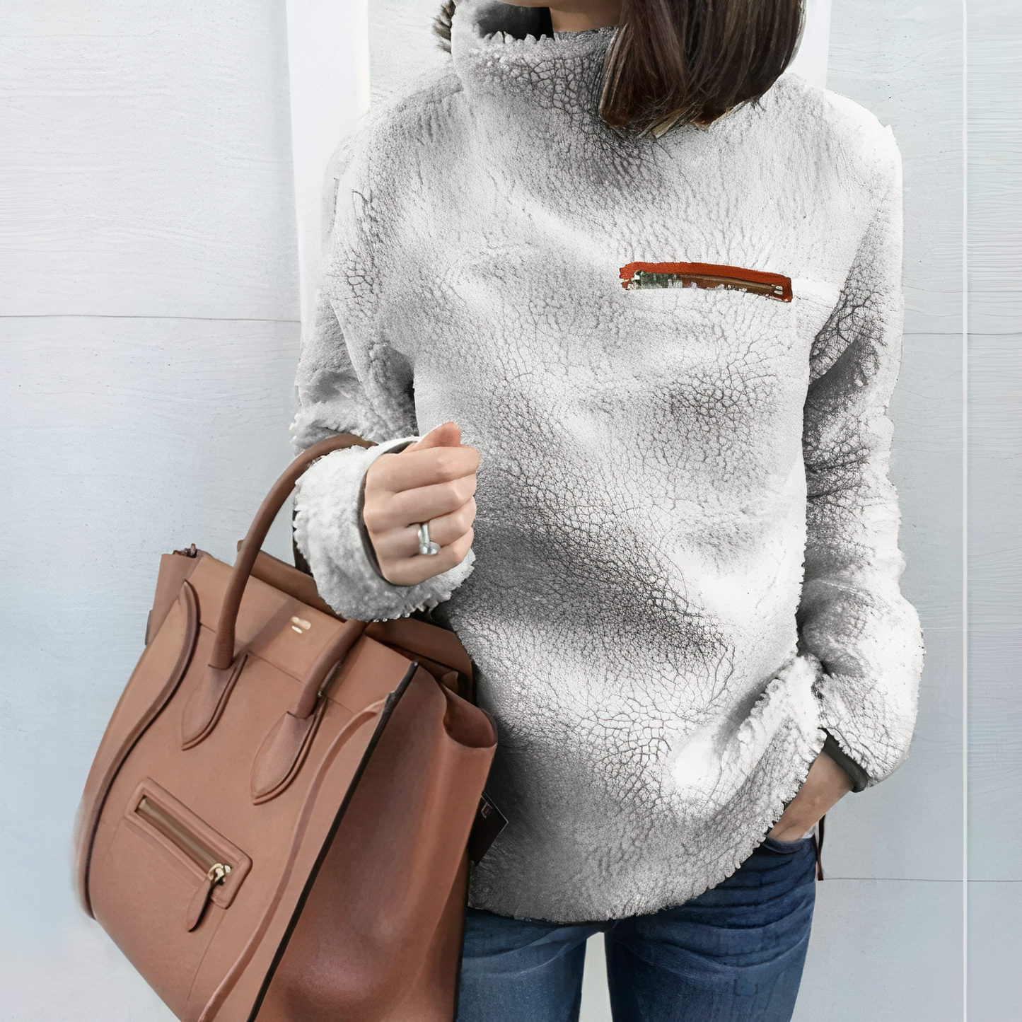 ModeGeist | Woll-Rollkragenpullover mit Druck