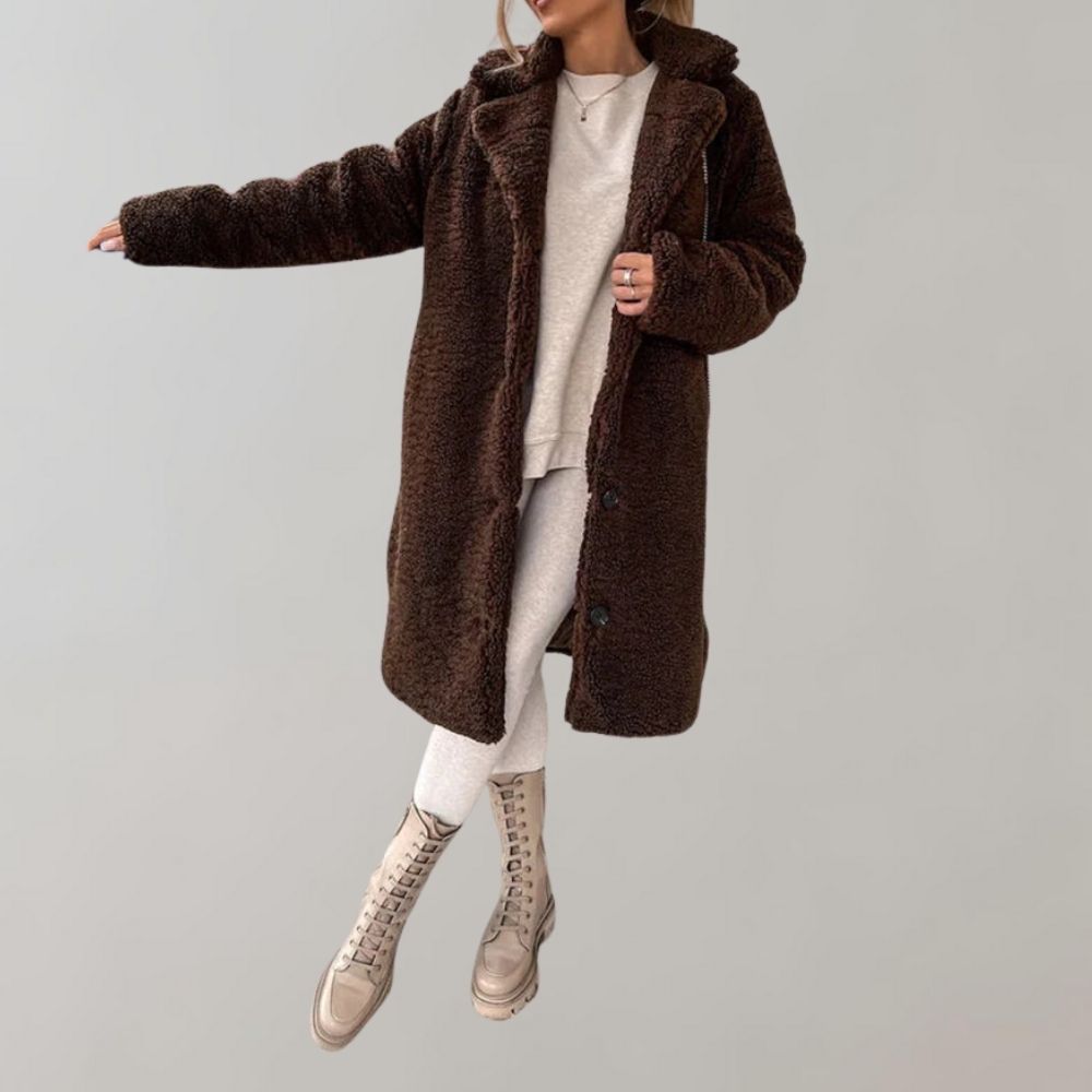 ModeGeist | Langer Teddy Mantel für Damen