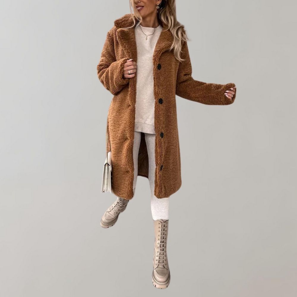 ModeGeist | Langer Teddy Mantel für Damen