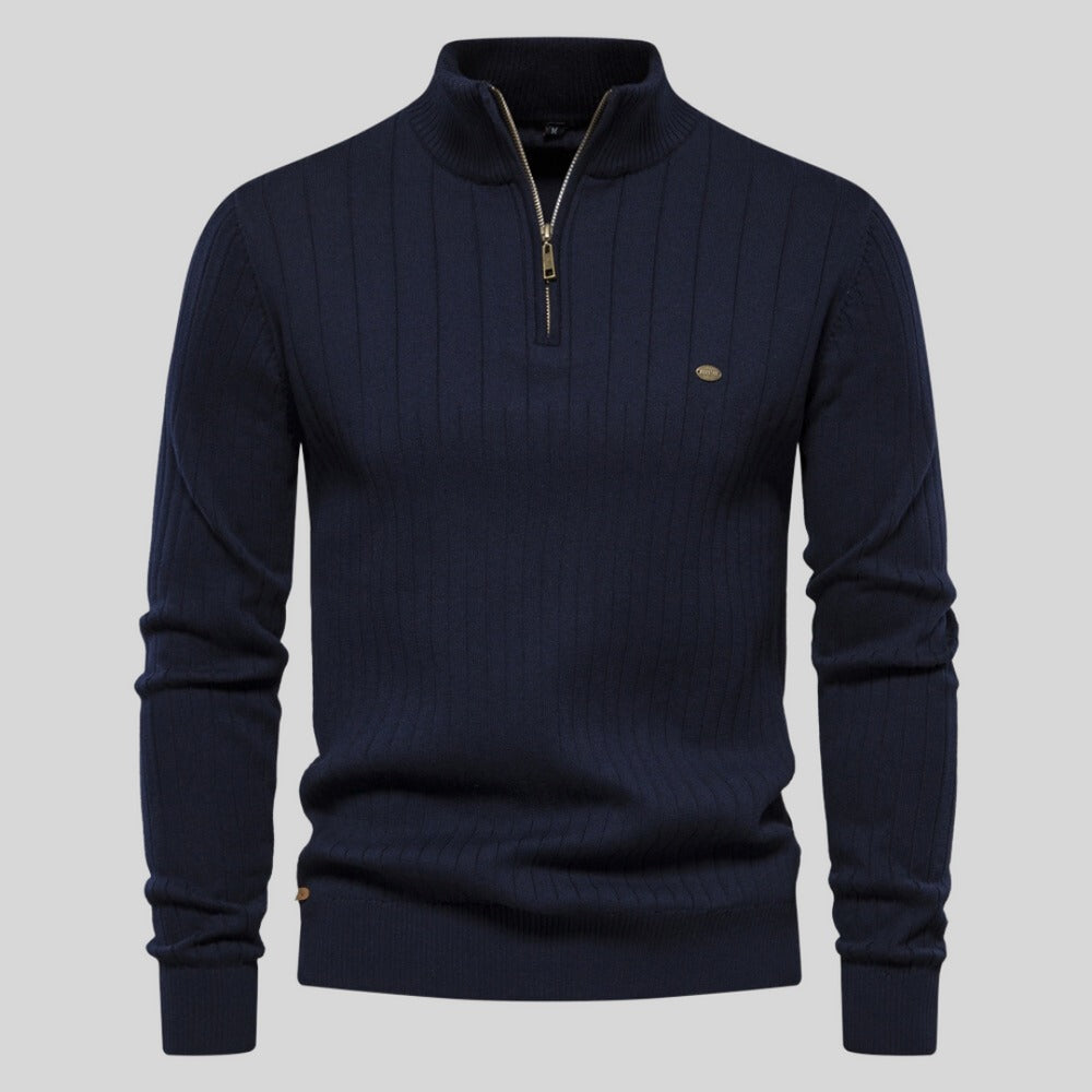 ModeGeist | Strickpullover mit Half-zip Wollmischung Warm, Klassisch