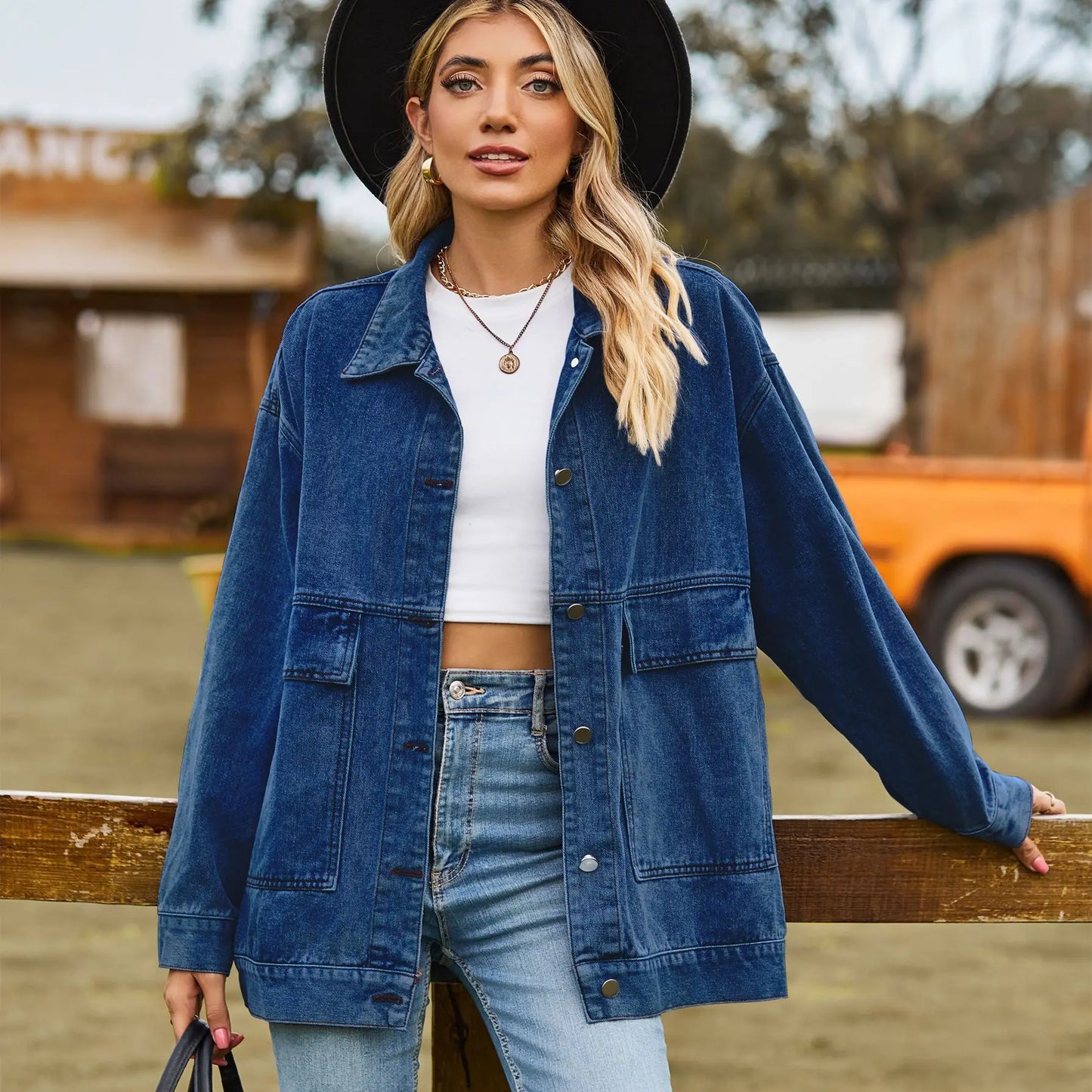 ModeGeist | Übergröße Denim Damenjacke mit Bequemer Passform