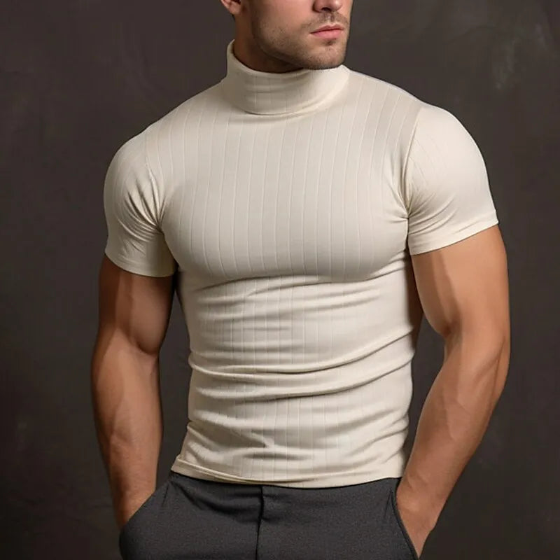 Einfarbiges Aljur Herren-Rollkragen-Shirt