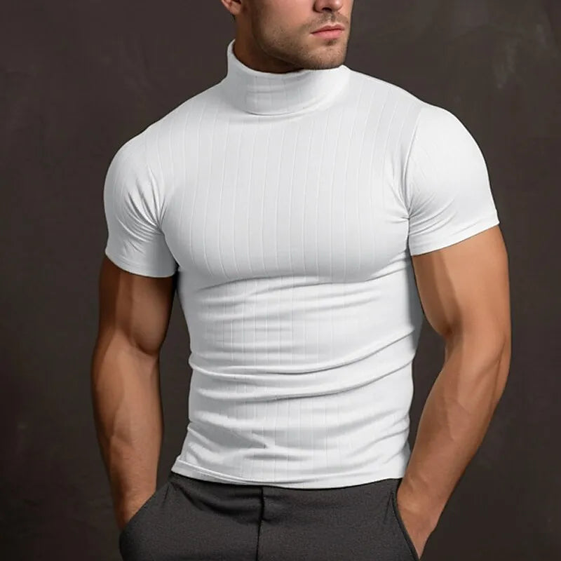 Einfarbiges Aljur Herren-Rollkragen-Shirt