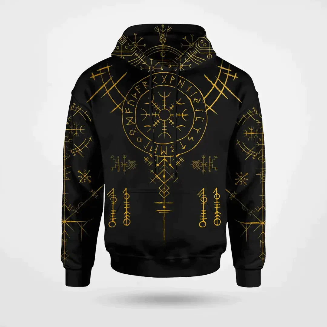 Bequemer Langarm-Kapuzenpullover im Wikingerstil von Fudus