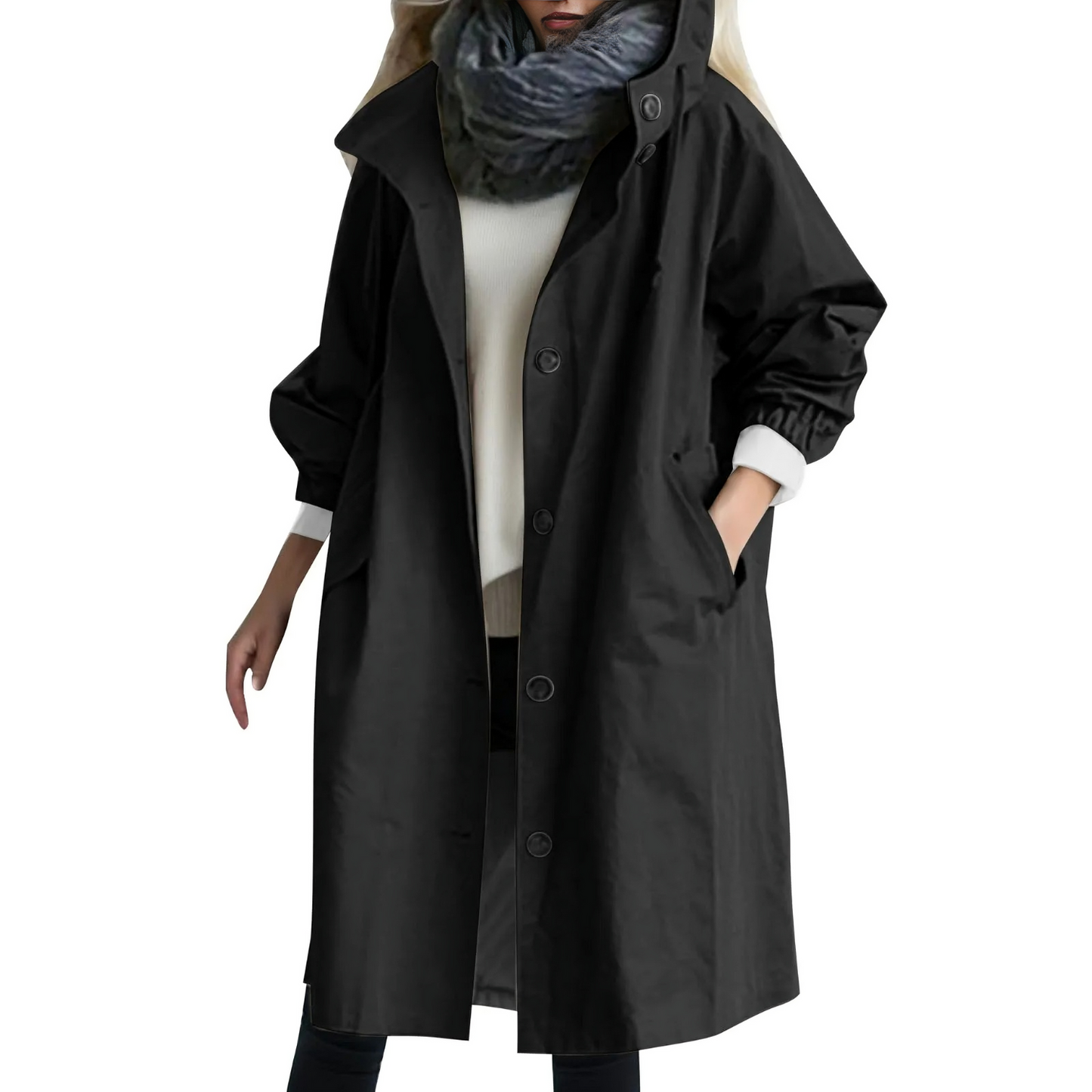 ModeGeist | Winddichtes Damen-Trenchcoat mit Kapuze