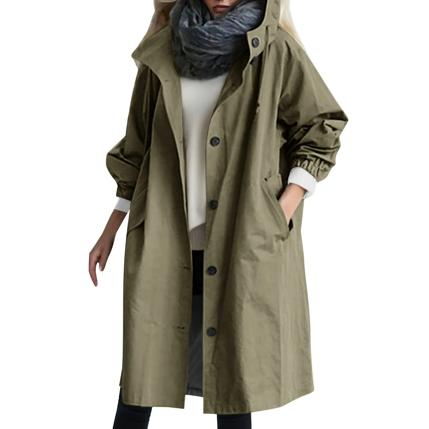 ModeGeist | Winddichtes Damen-Trenchcoat mit Kapuze