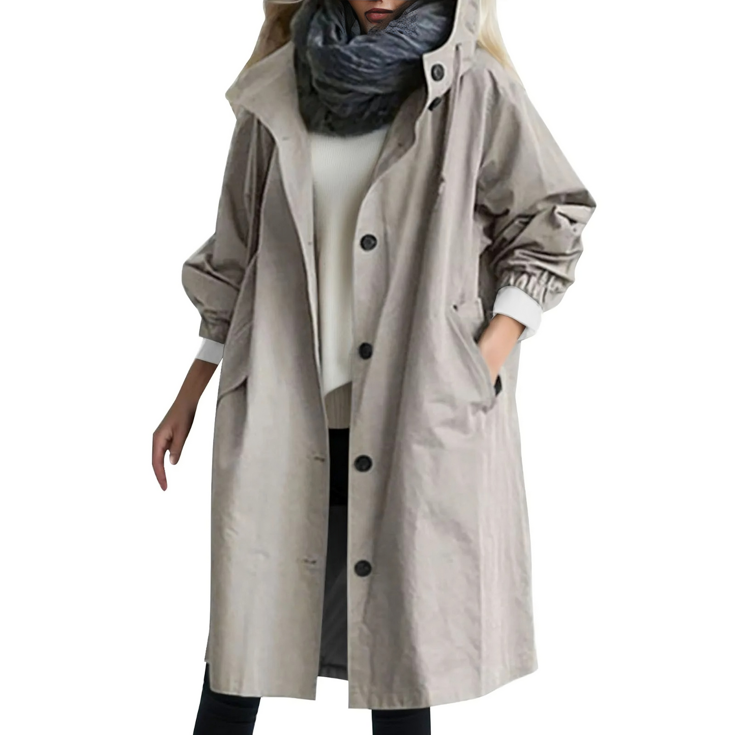 ModeGeist | Winddichtes Damen-Trenchcoat mit Kapuze