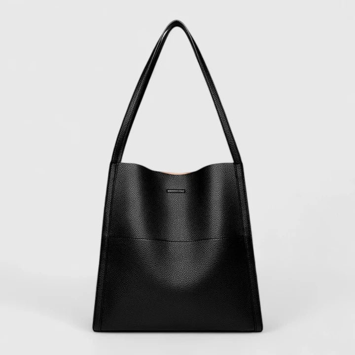 MODEGEIST Damen Strukturierte Handtasche Reißverschluss Innentaschen Schwarz