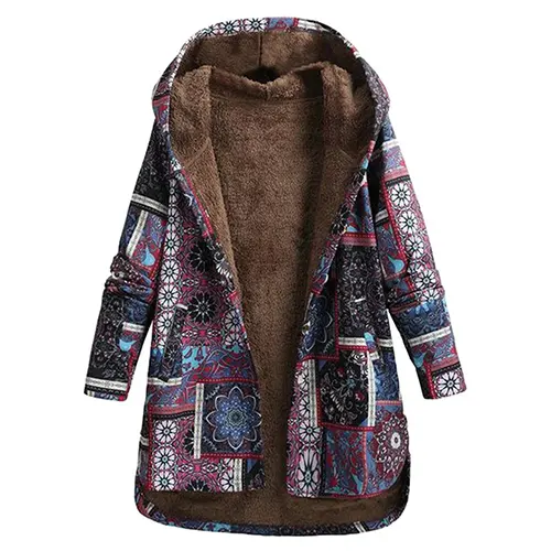 ModeGeist | Klassiker Blumen Kapuzenjacke Winter