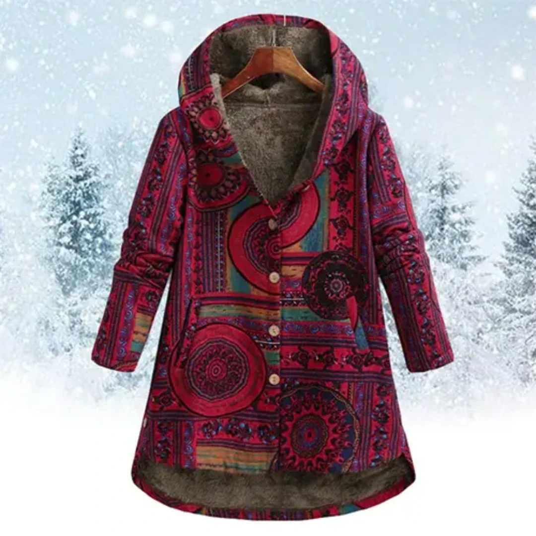 ModeGeist | Klassiker Blumen Kapuzenjacke Winter