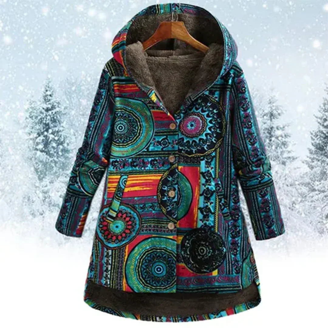 ModeGeist | Klassiker Blumen Kapuzenjacke Winter