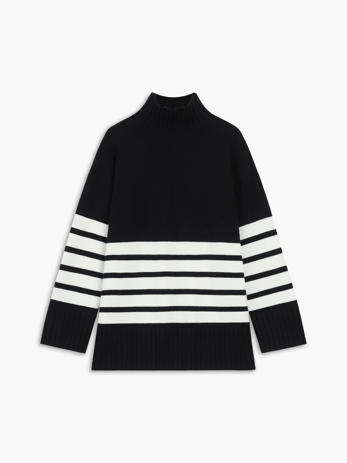 ModeGeist | Gestreifter Übergrößen-pullover Wollmischung Wärme und Komfort