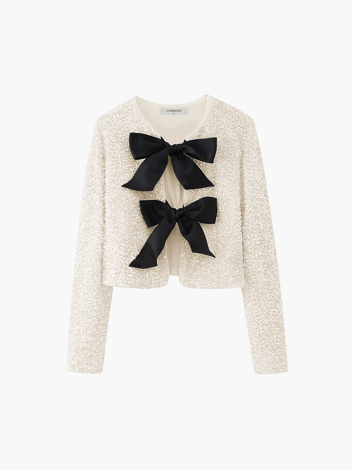 MODEGEIST Jacke mit Pailletten-Samt Schleifen-Dekor