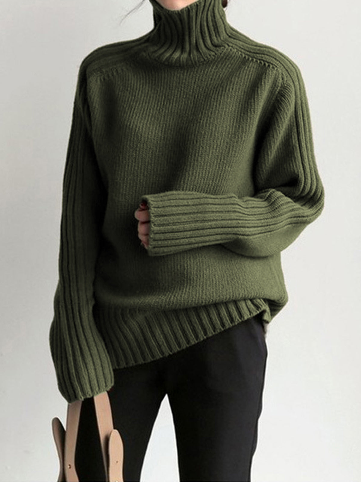 ModeGeist | Pullover - Damen Herbst Hoher Hals Strickpullover