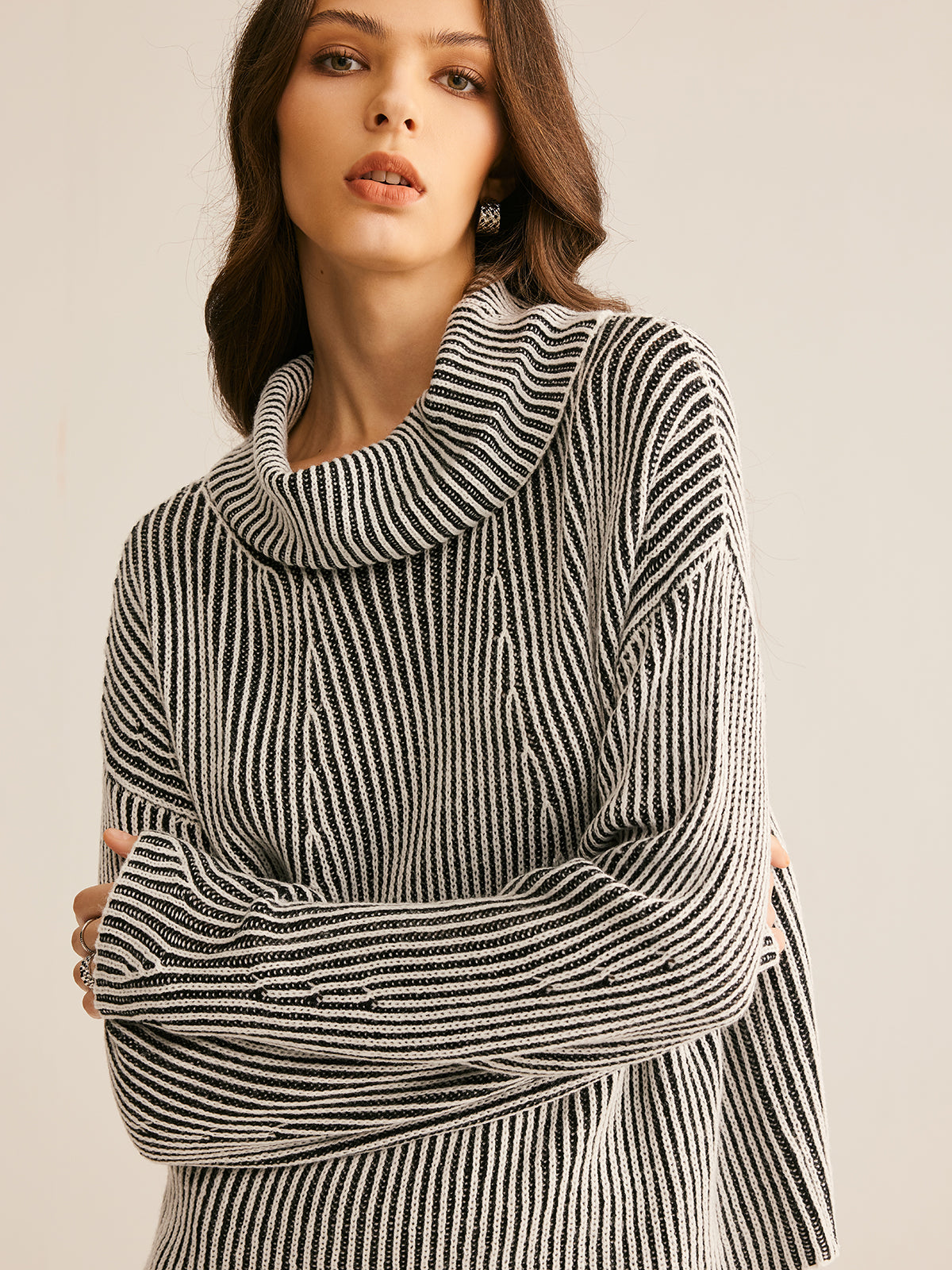 ModeGeist | Strickpullover Gestreiftes Design und Kragen Zeitlose Mode