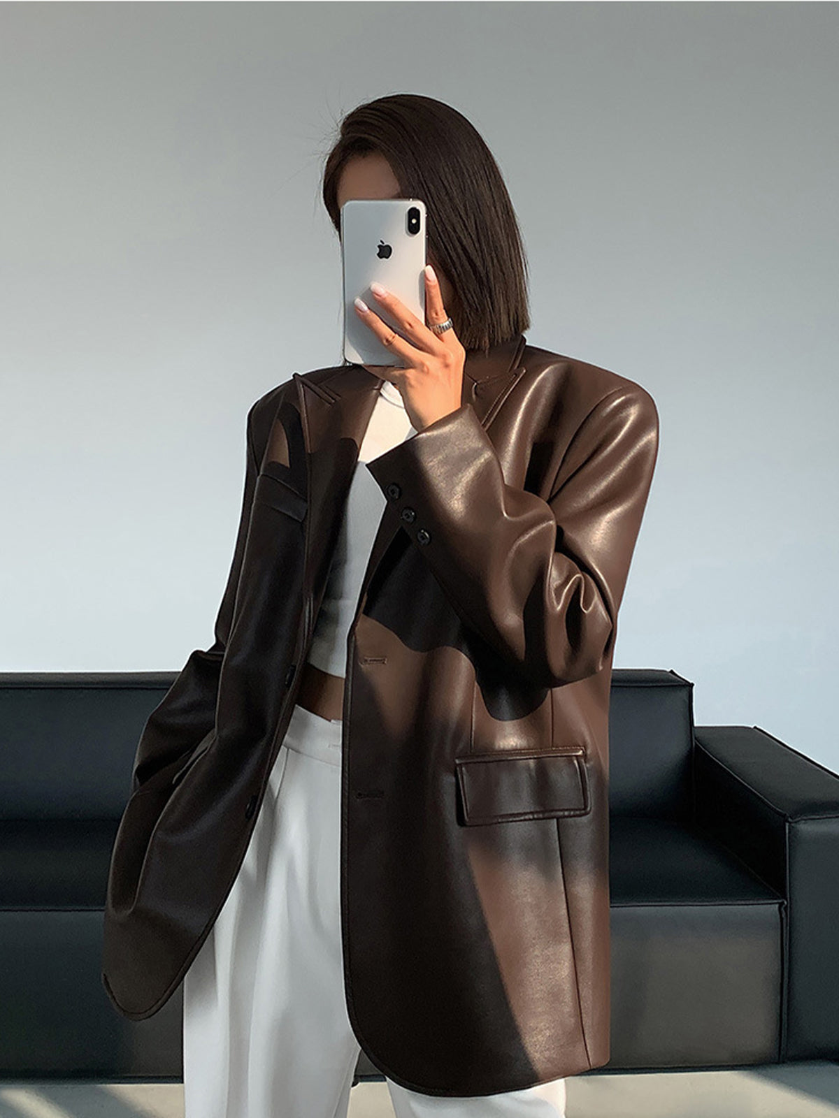 ModeGeist | Lederlook Blazer für Damen
